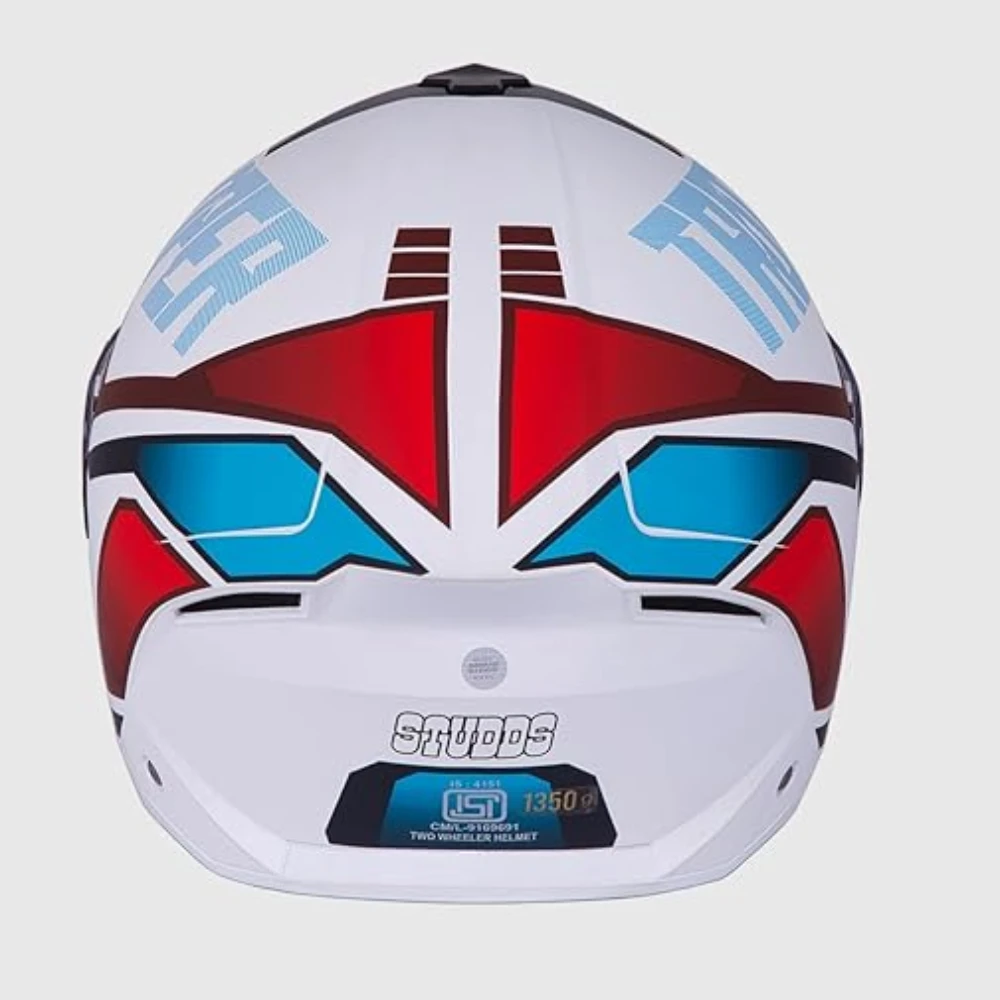 STUDDS Trooper DV D1 ISI and DOT Certified Gloss Finish Flip-up Full Face Helmet for Men and Women with Inner Sun Visor (MATT WHITE N2/XL)