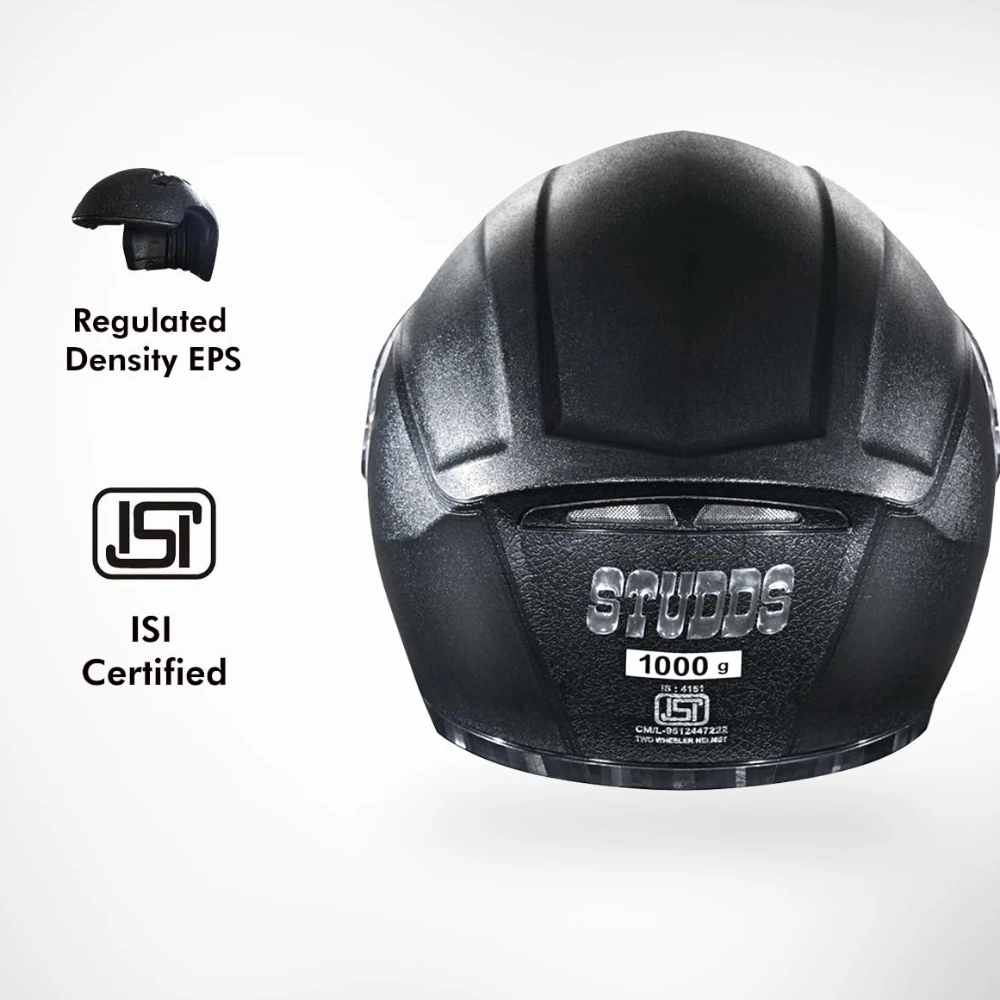STUDDS Crest Eco ISI Certified Full Face Helmet for Men and Women with Clear Visor