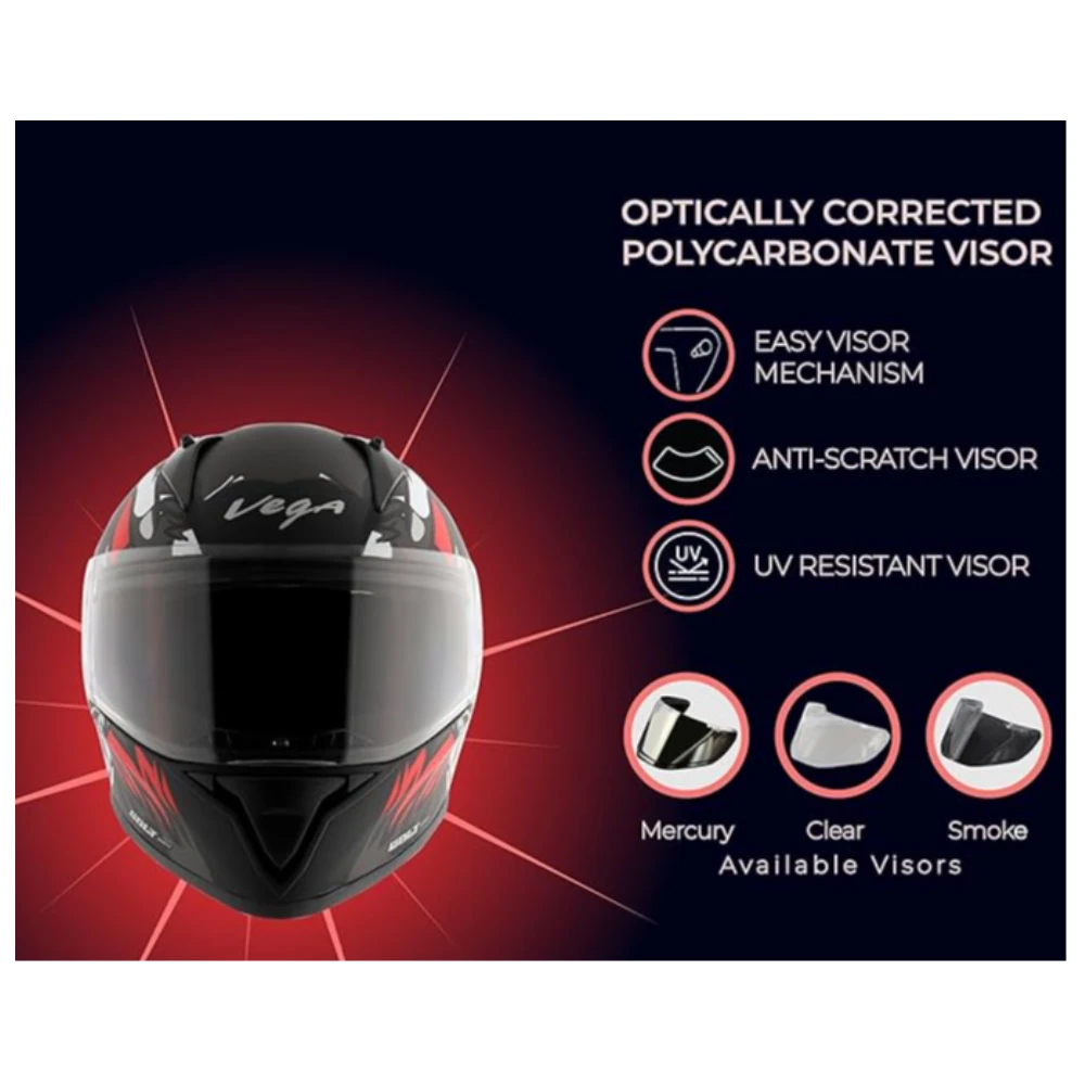 Vega Bolt Bunny Dull Black Red Helmet-M