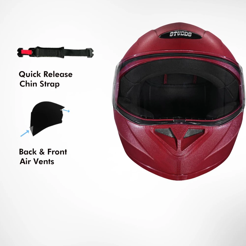 STUDDS Crest Eco ISI Certified Full Face Helmet for Men and Women with Clear Visor