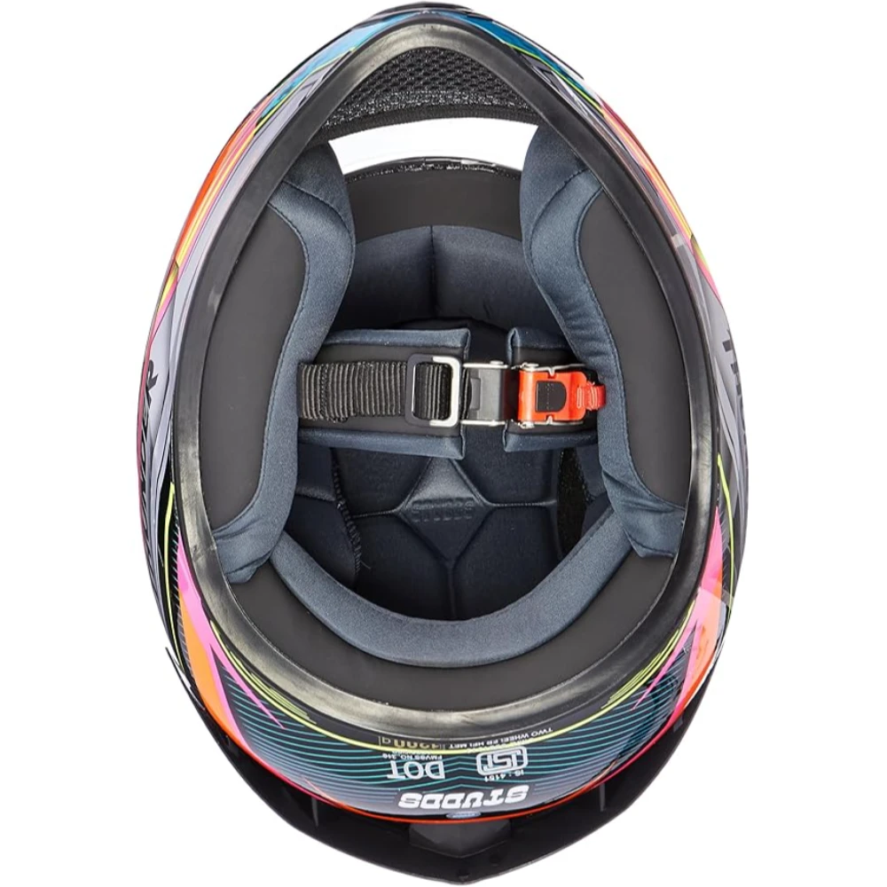 Studds Thunder Full Face Helmet D8 with Clear Visor (Black N10, L)