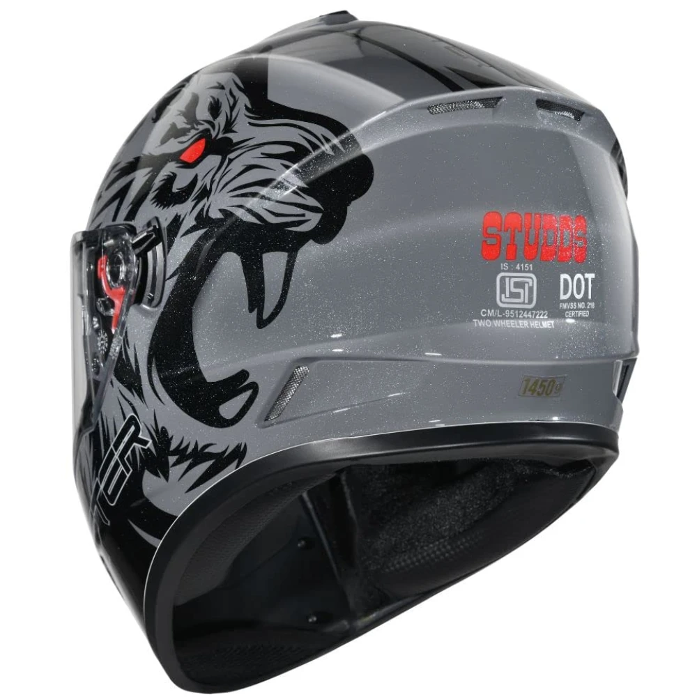 Studds Drifter Full Face Helmet Grey N9, Size: XL(60 cm)