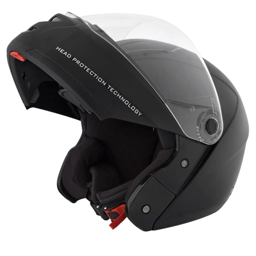 Studds Ninja ELITE Flip Up Full Face Helmet with Plain Center Strip (Black, L)