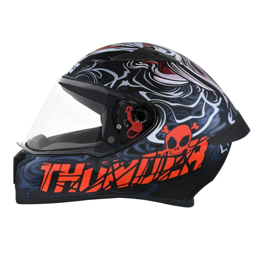 Studds Thunder Full Face Helmet D9 with Clear Visor (Matt Black N2, L)