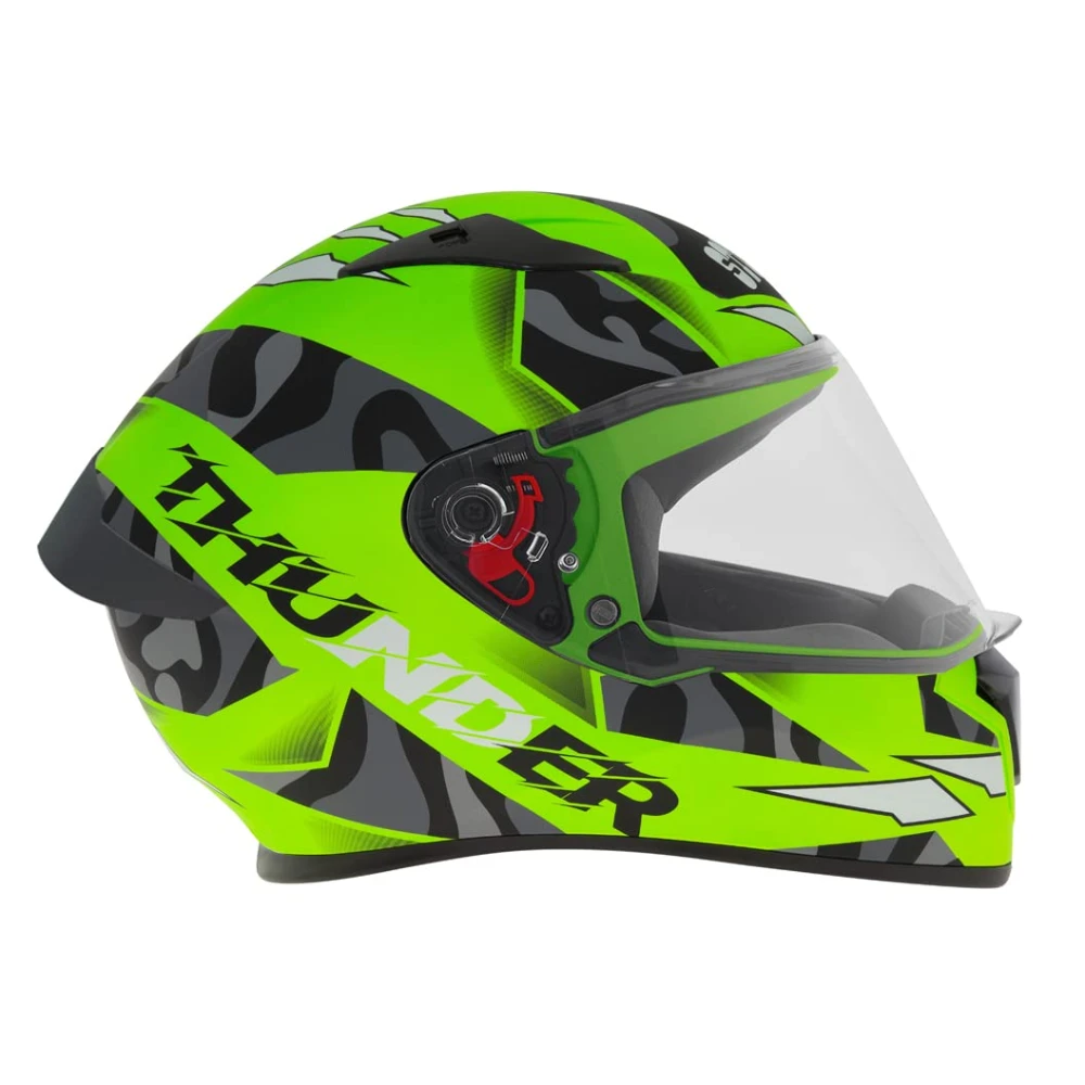 Studds Thunder Full Face Helmet D7 with Clear Visor (Matt Neon Green N9, M)