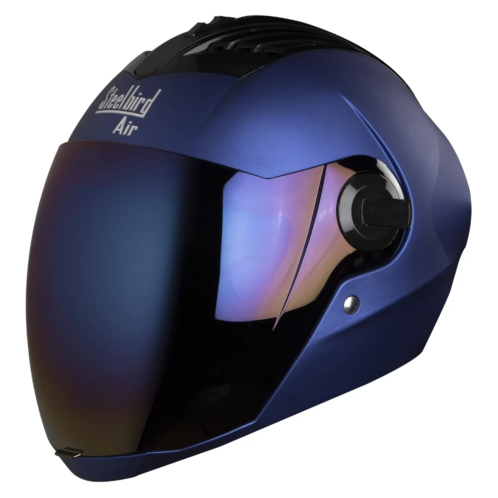 Steelbird Air SBA-2 Matt Full Face Helmet with Iridium Blue Visor (Blue, 580 mm)