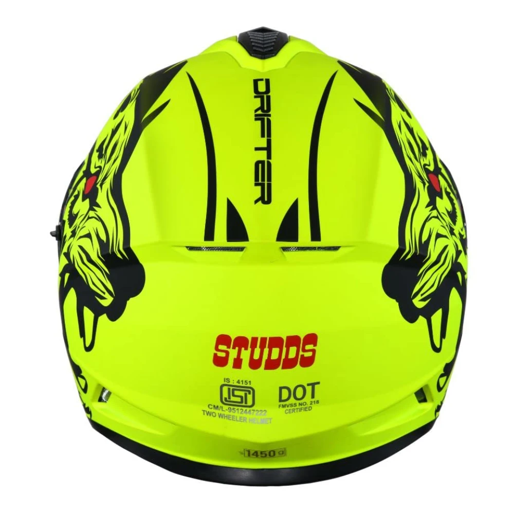 Studds Drifter Full Face Helmet Matt Yellow N9, Size: M(57-58cm)