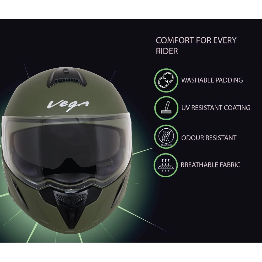 Vega Ryker D/V Dull Battle Green Helmet-L