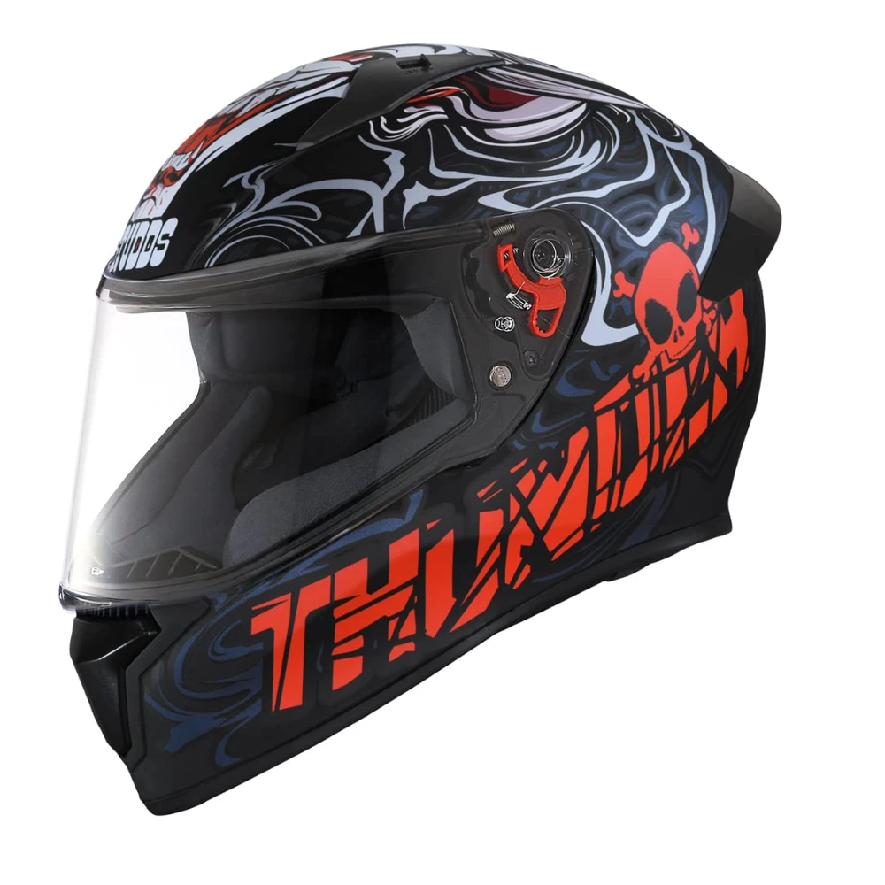 Studds Thunder Full Face Helmet D9 with Clear Visor (Matt Black N2, L)
