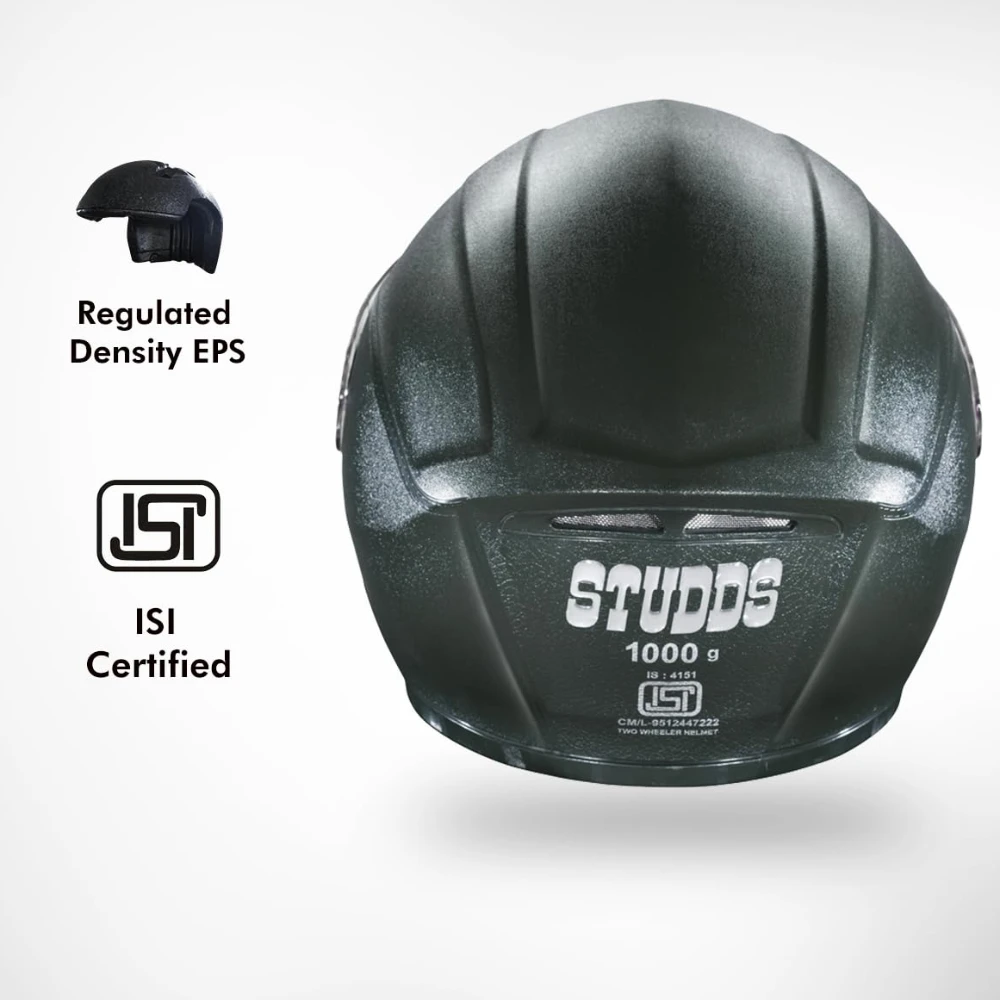 STUDDS Crest Eco ISI Certified Full Face Helmet for Men and Women with Clear Visor