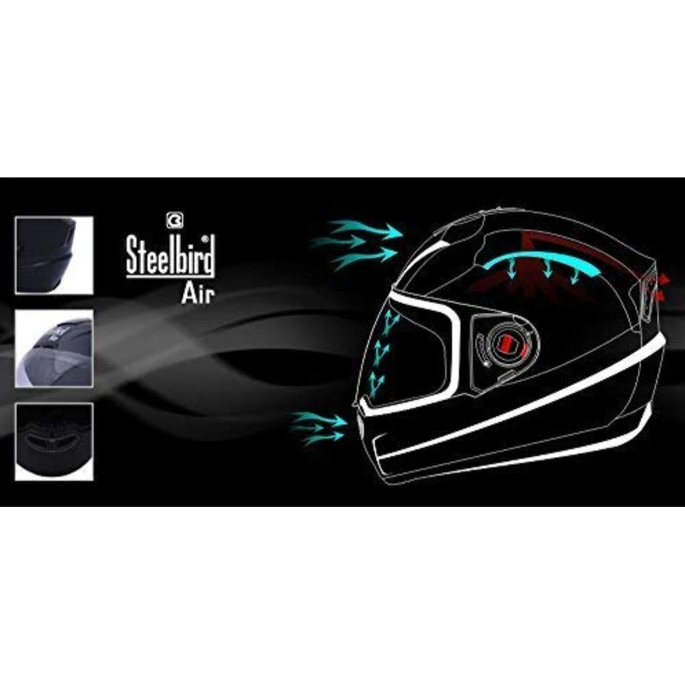 Steelbird SBA-2 Matt Black Helmet with Rainbow Visor, 580mm