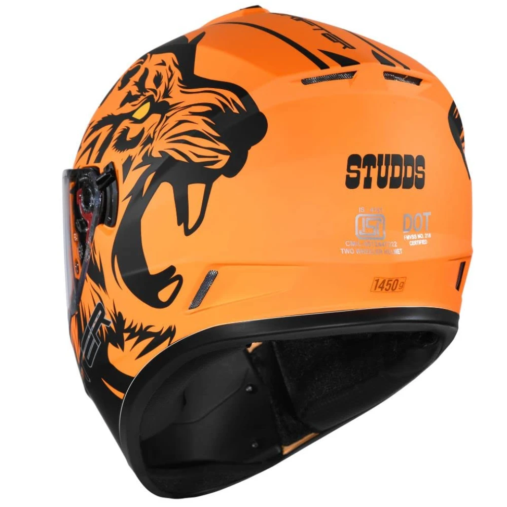 Studds Drifter Full Face Helmet Matt Orange N9, Size: XL(60 cm)
