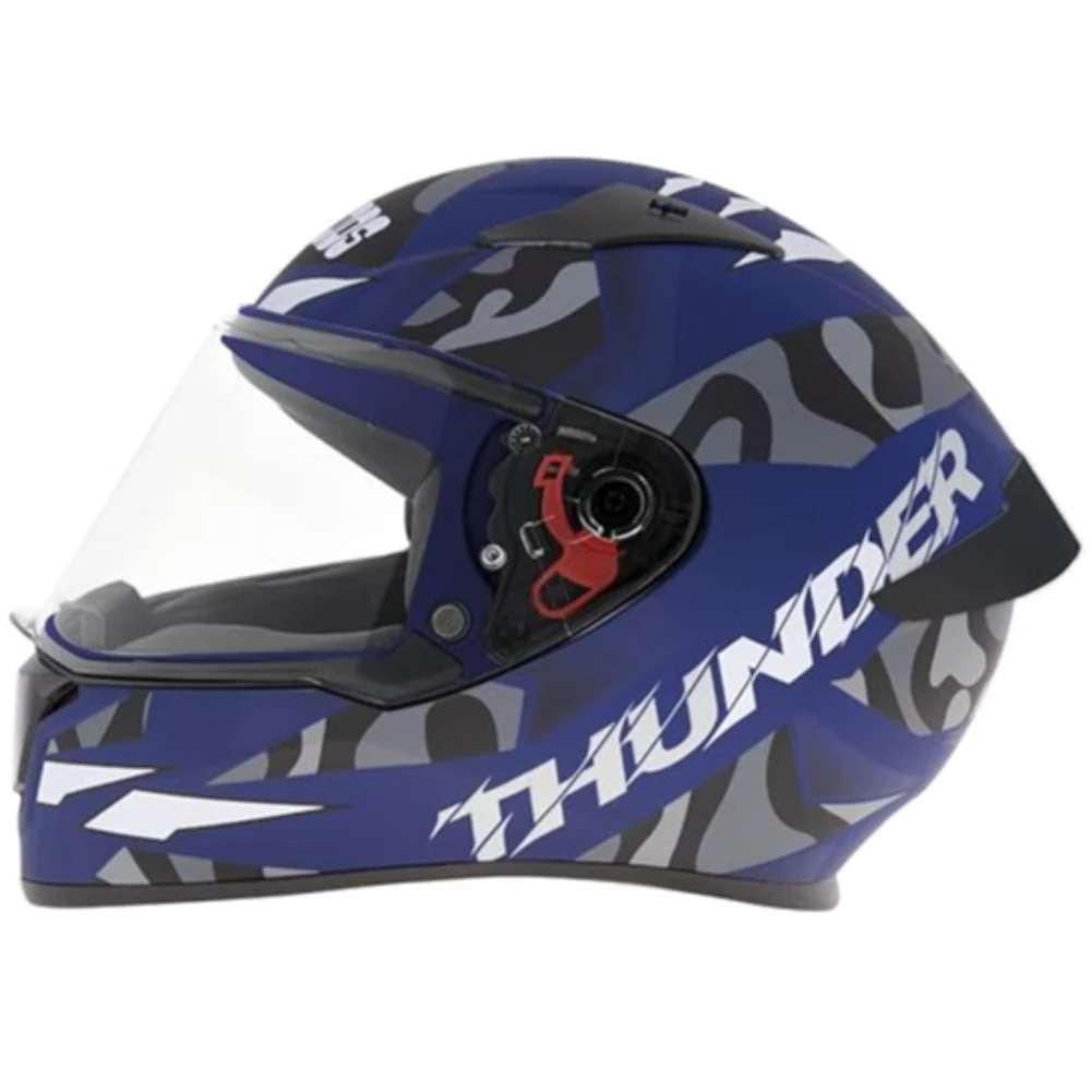 Studds Thunder Full Face Helmet D7 with Clear Visor (Matt Blue N4, M)