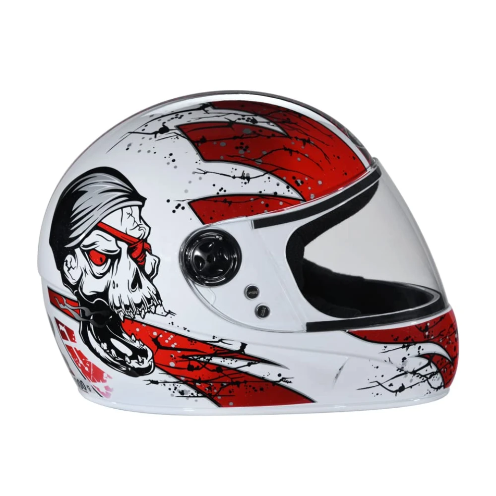 Studds Chrome Super D3 Full Face Helmet (White and Red, Large)