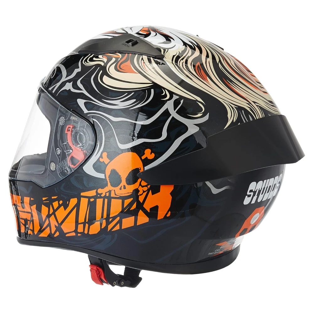 Studds Thunder Full Face Helmet D9 with Clear Visor (Black N10, XL)