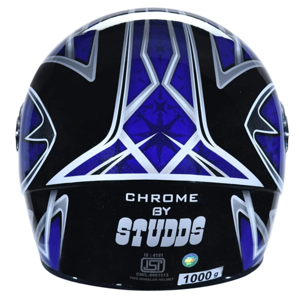 Studds JADE D2 Full Face Helmet (Matt Black and Blue, M)
