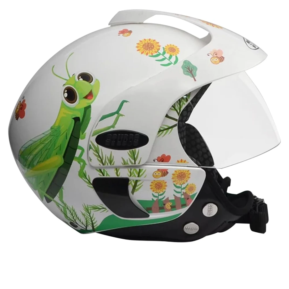 Studds Marshall D3 Open Face Lightweight Kids Motorcycling Helmet(White-XXXL)