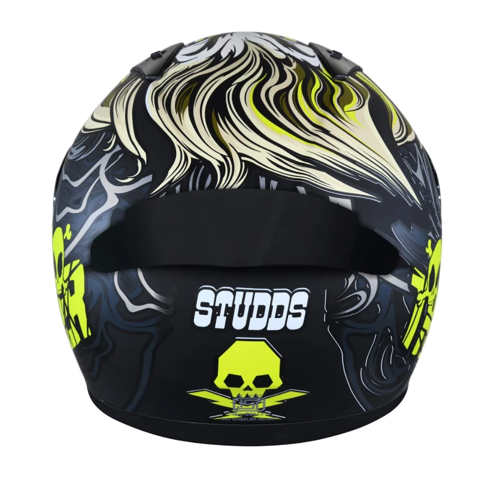 Studds Thunder Full Face Helmet D9 with Clear Visor (Matt Black N5, L)