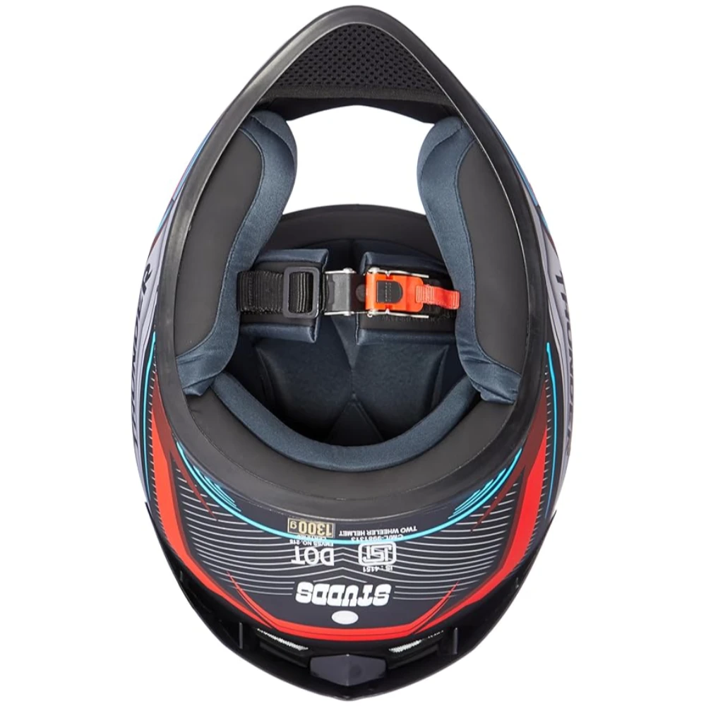 Studds Thunder Full Face Helmet D8 with Clear Visor (Matt Black N2, M)