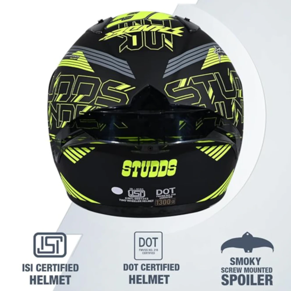 Studds Thunder D11 Isi and Dot Certified Full Face Motorcycling Helmet for Men and Women with Clear Visor (M)