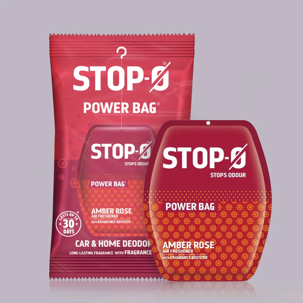 Stop-O Hanging Freshener Power Bag - Amber Rose (Pack of 8)