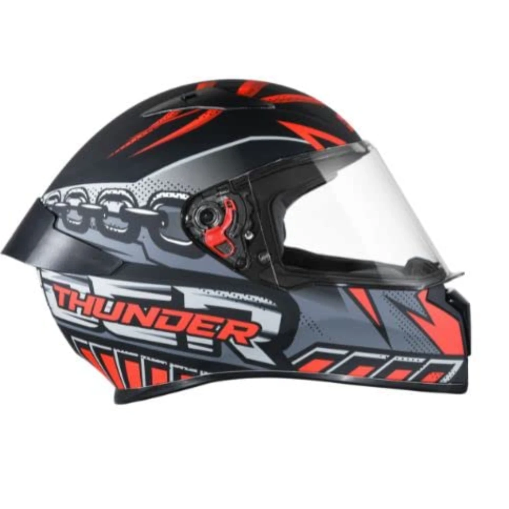 Studds Thunder D5 ISI and DOT Certified Full Face Graphic Helmet for Men and Women with Clear Visor (Matt Black N2, L)