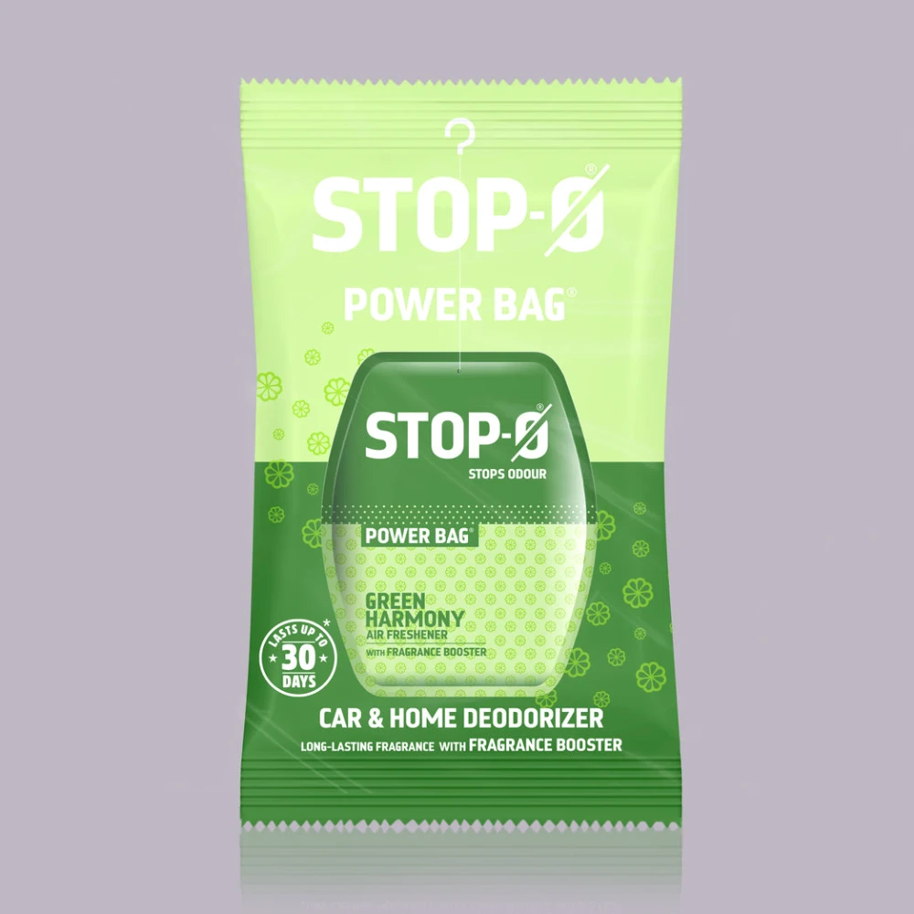 Stop-O Hanging Freshener Power Bag - Green Harmony (Pack of 8)