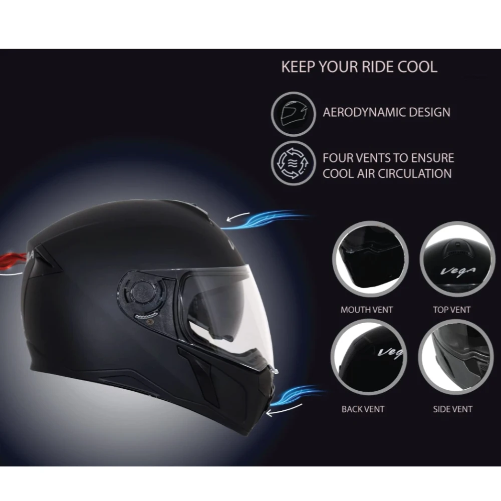 Vega Ryker D/V Dull Black Helmet-M