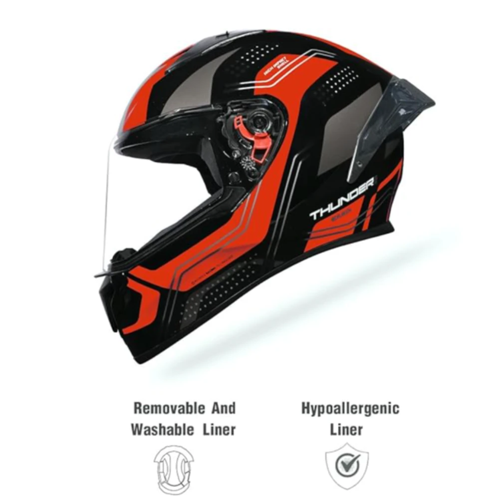 Studds Thunder D2 Draken ISI and DOT Certified Full Face Helmet for Men and Women with Spoiler and Clear Visor