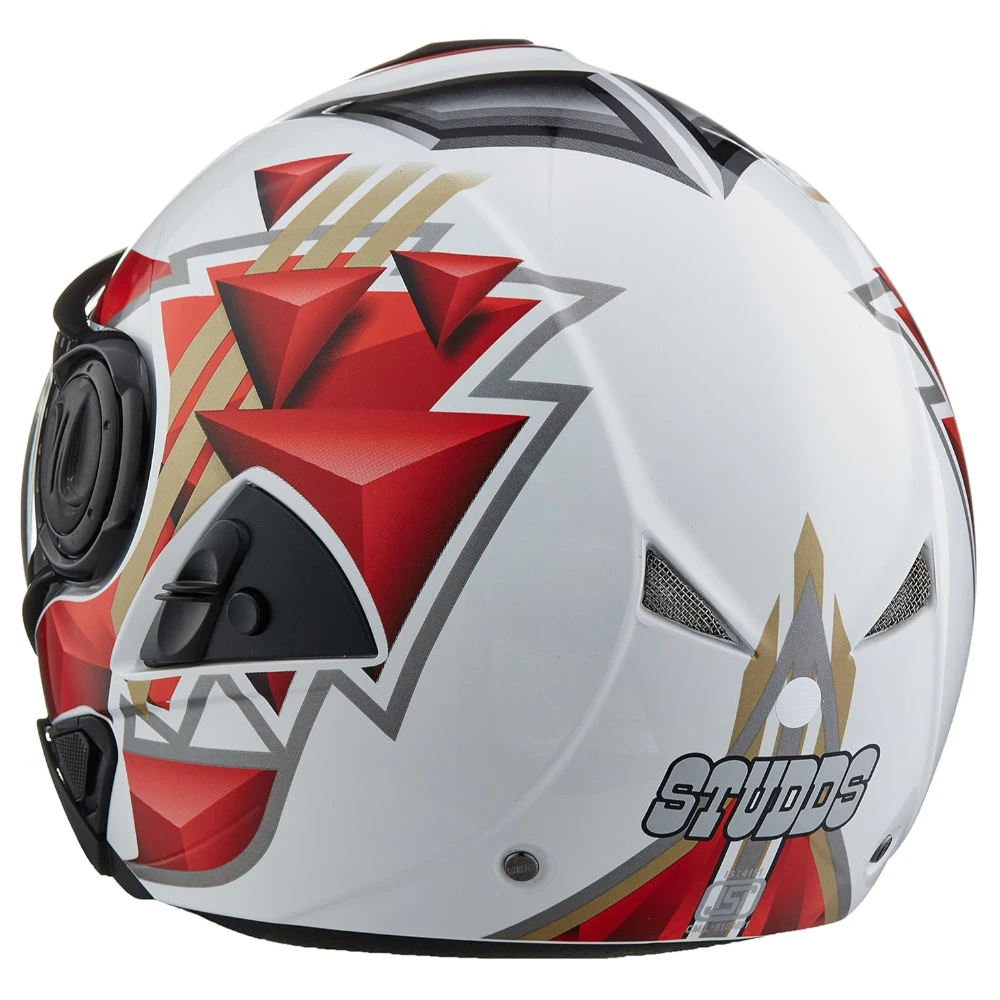 Studds DOWNTOWN D3 Flip Off Full Face Helmet (White and Red, XL)