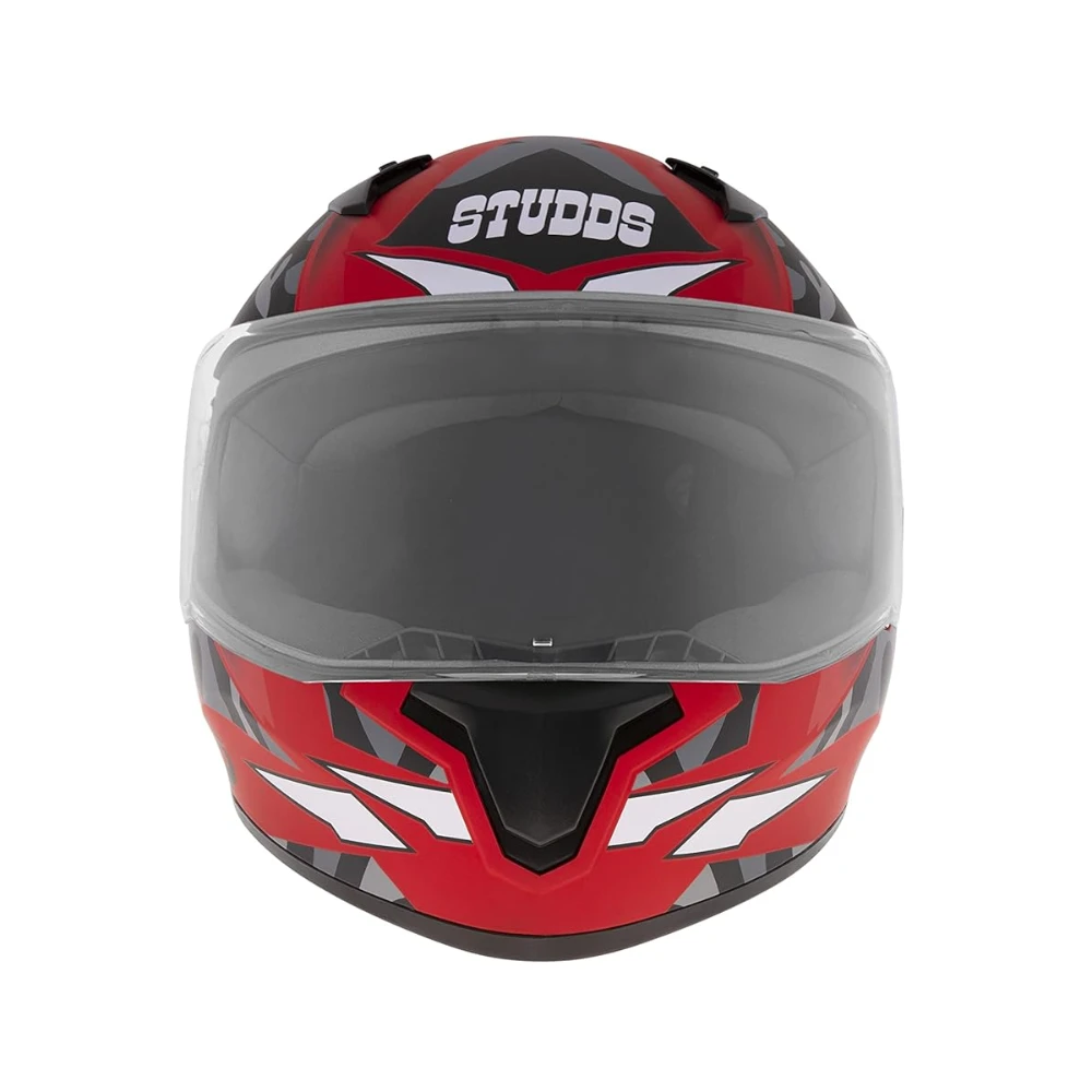 Studds ThunderD7 ISI and DOT Certified Full Face Graphic Helmet for Men and Women with Clear Visor (Matt Red N9, XL)