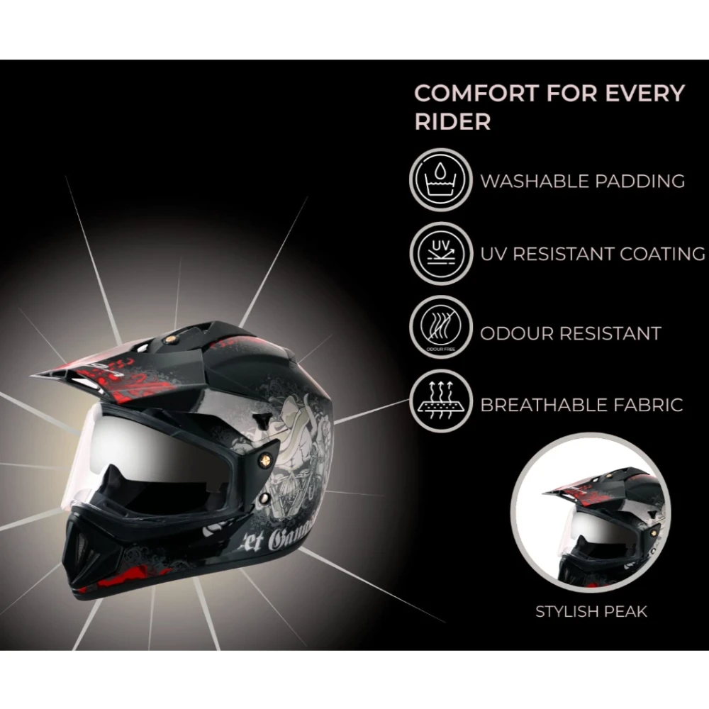 Off Road D/V Gangster Black Red Helmet-L Vega Off Road D/V Gangster Black Red Helmet-L