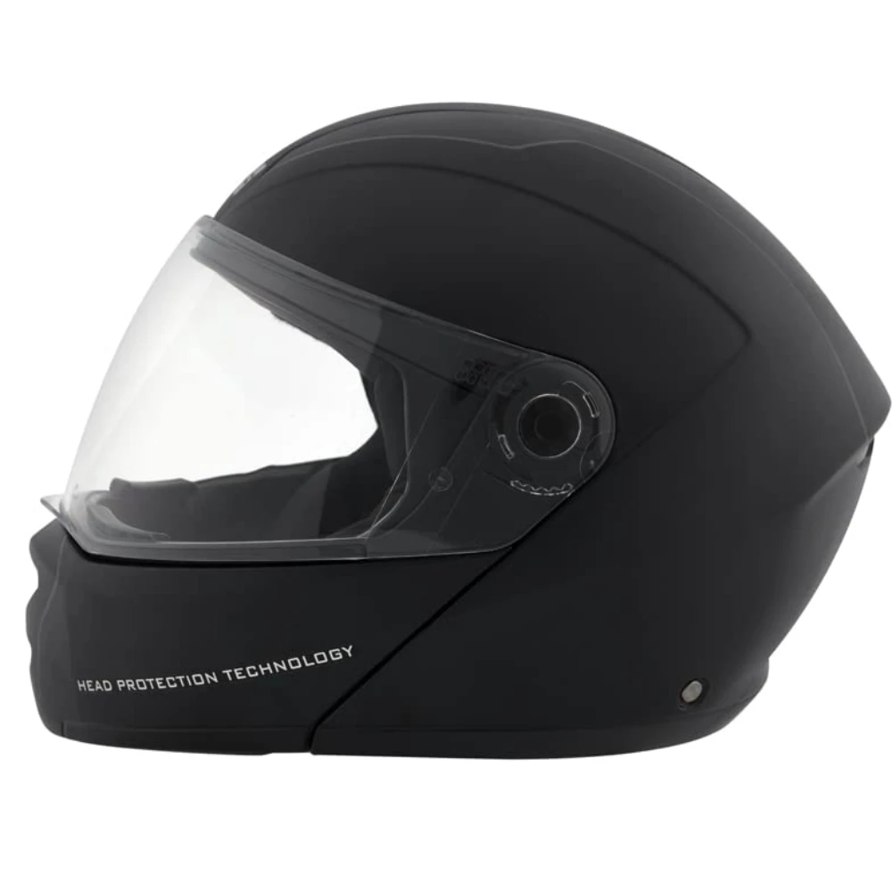 STUDDS Ninja ELITE Flip Up Full Face Helmet with Plain Center Strip (Black, x-large)