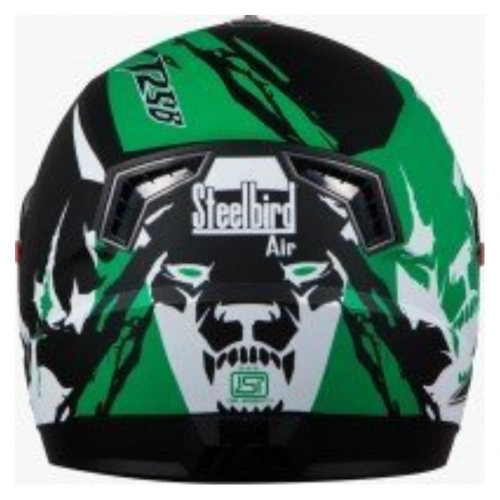 Steelbird Air-1 Beast Matt Finish with Plain Visor (L-600 MM, Matt Black with Green)