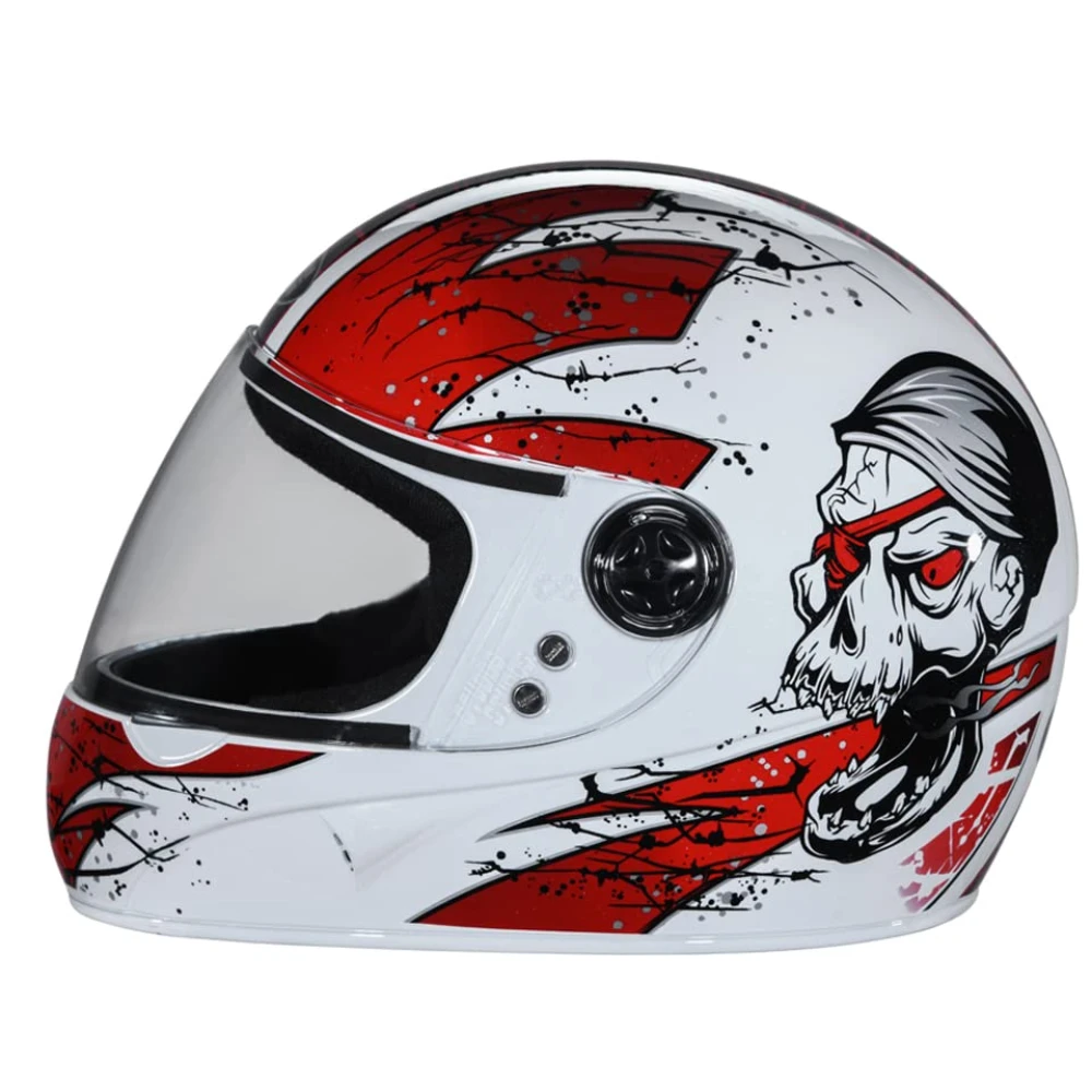 Studds Chrome Super D3 Full Face Helmet (White and Red, Large)