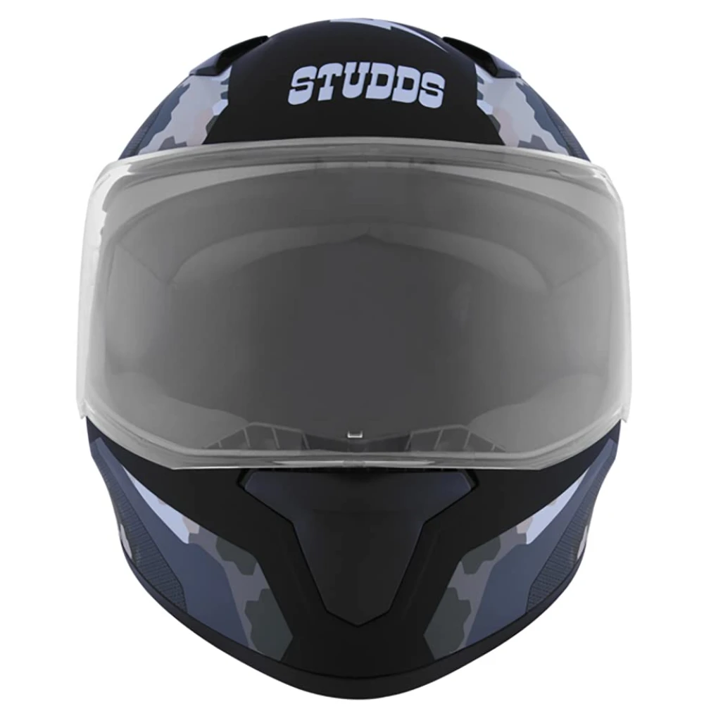 Studds Full Face Helmet Thunder D5 with Clear Visor (Matt Black N4, XL)