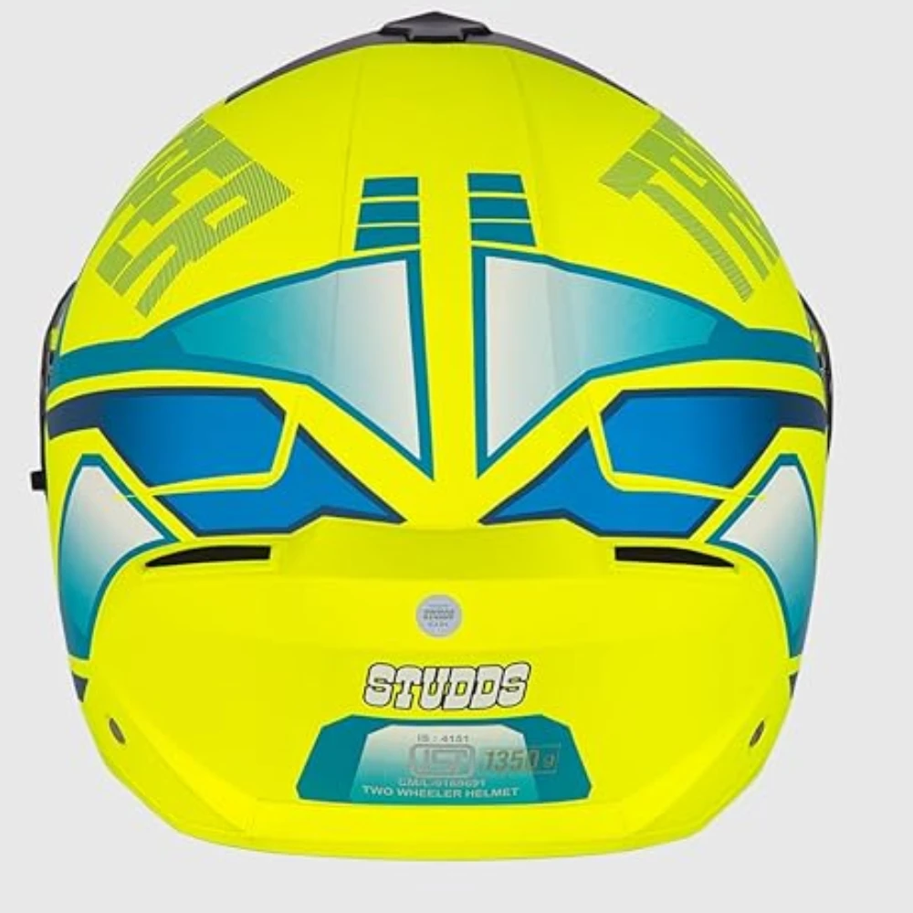 STUDDS Trooper DV D1 ISI and DOT Certified Gloss Finish Flip-up Full Face Helmet for Men and Women with Inner Sun Visor (Matt Yellow N3/L)