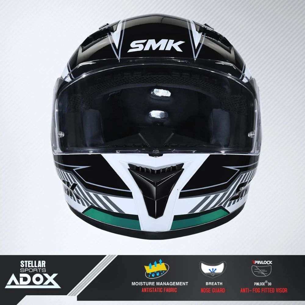 SMK Stellar Sports Adox Helmet ISI, DOT & Ece-06 Certified Full Face Helmet
