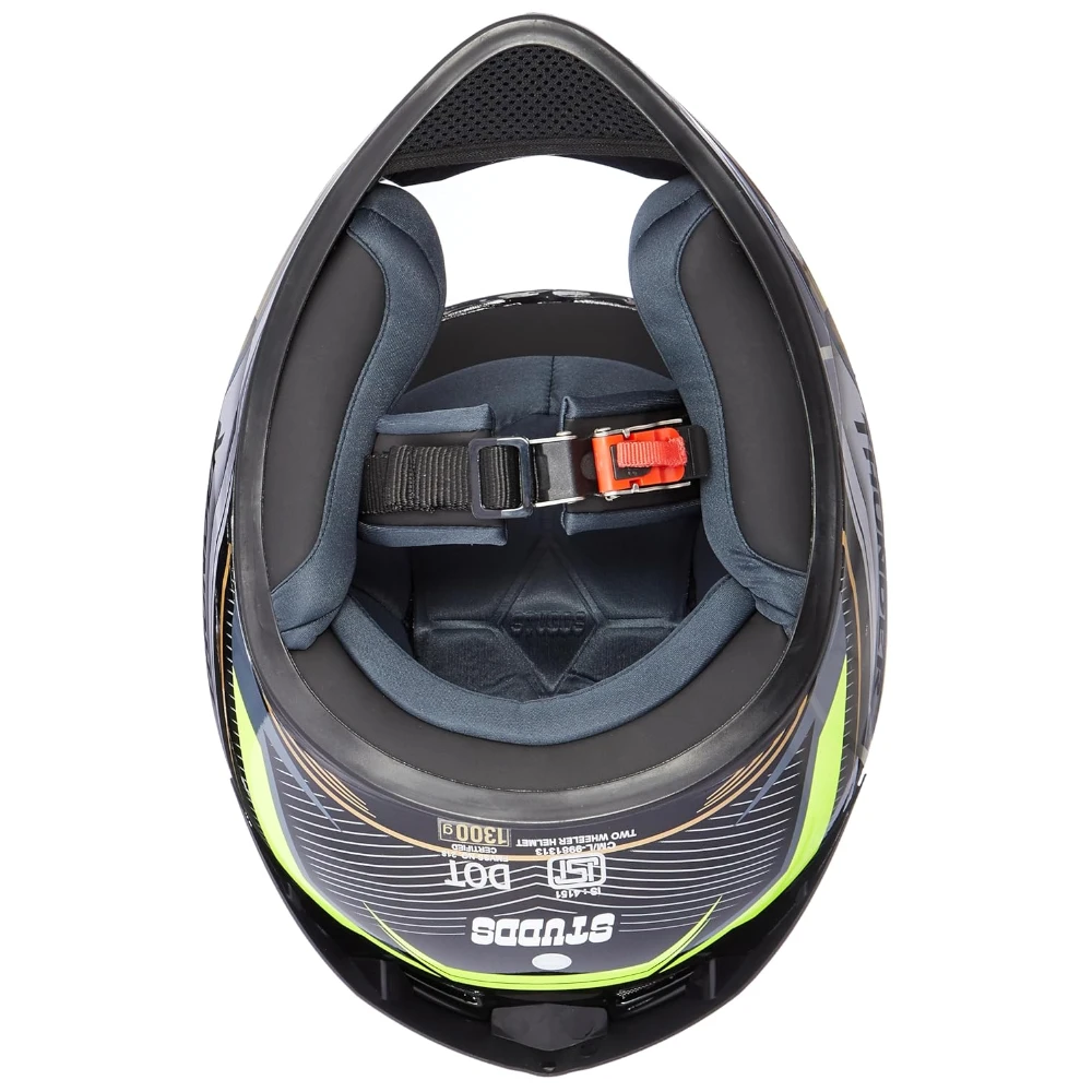 Studds Thunder Full Face Helmet D8 with Clear Visor (Black N5, XL)
