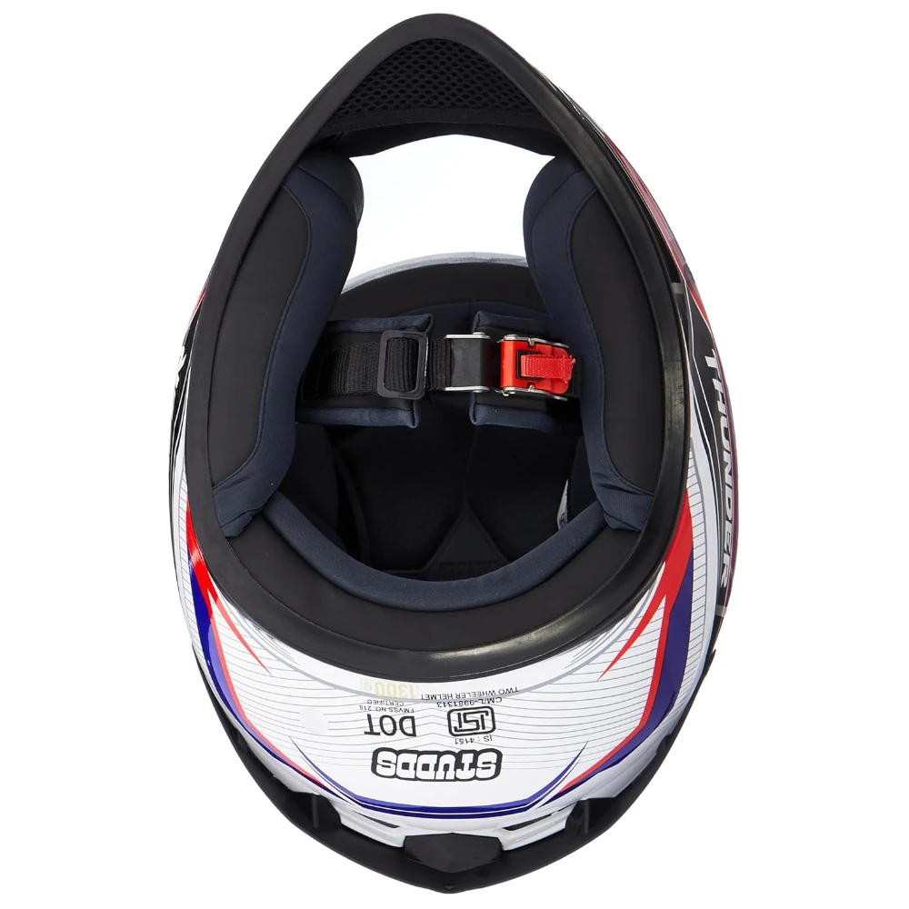Studds Thunder Full Face Helmet D8 with Clear Visor (White N1, XL)