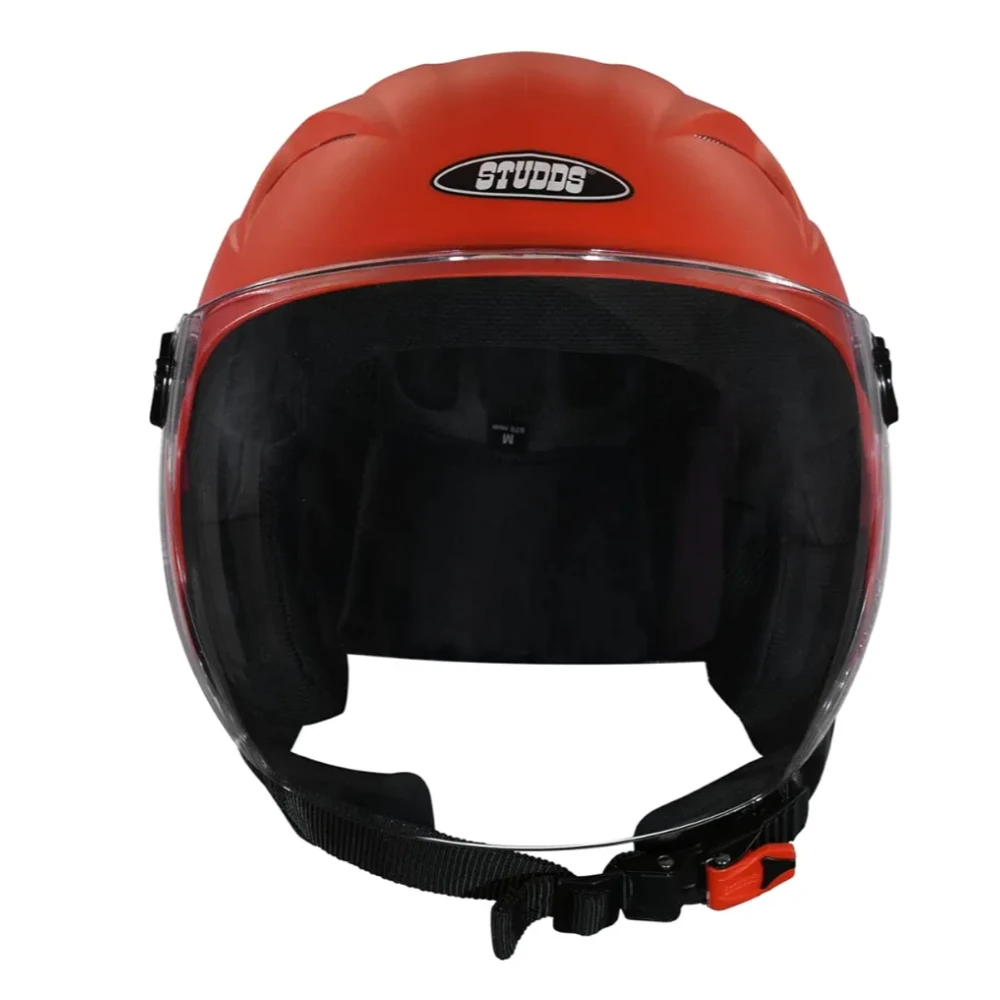 STUDDS RAY ISI Certified Open FACE Helmet for Men and Women with D - Ring Lock (Red/XL)