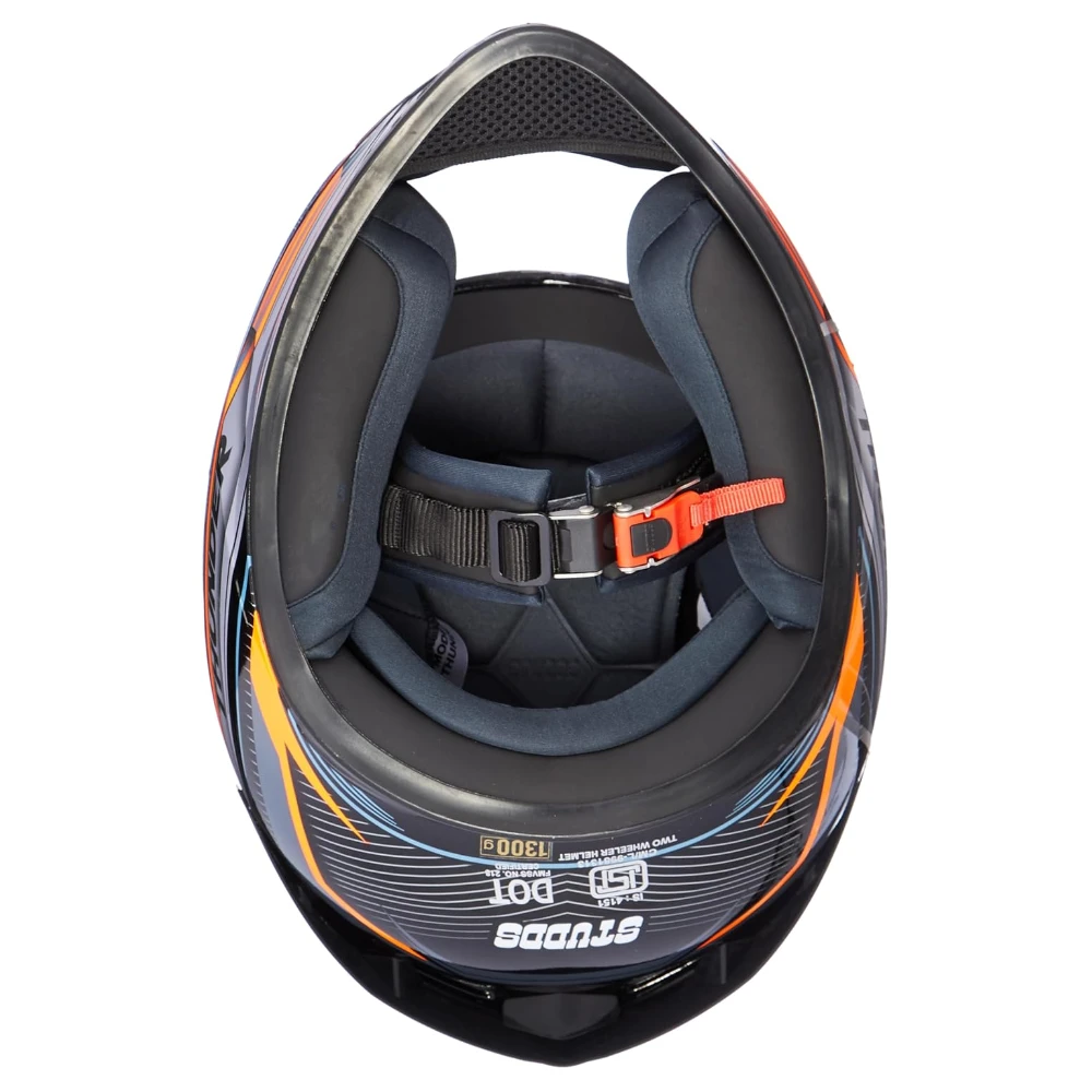 Studds Thunder Full Face Helmet D9 with Clear Visor (Black N10, L)