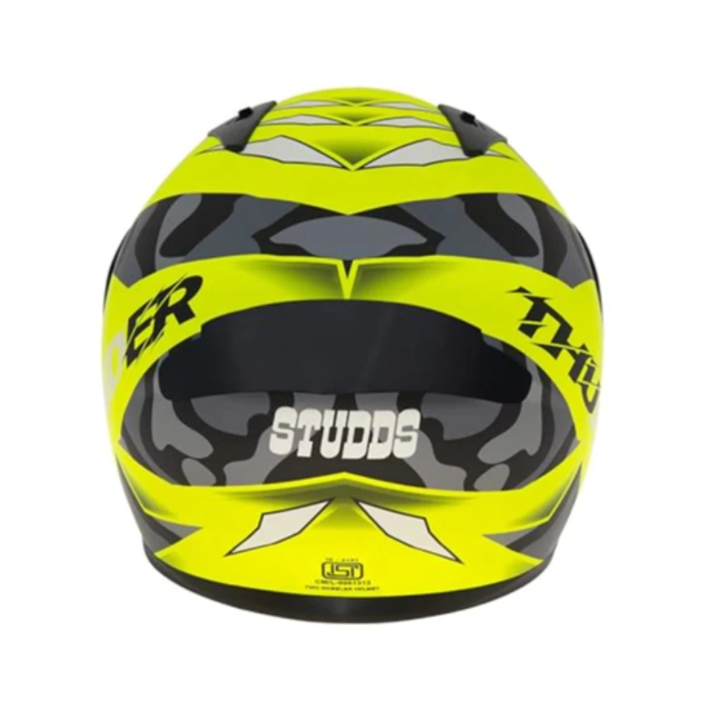 Studds Thunder Full Face Helmet D7 with Clear Visor (Matt Neon Yellow N9, M)