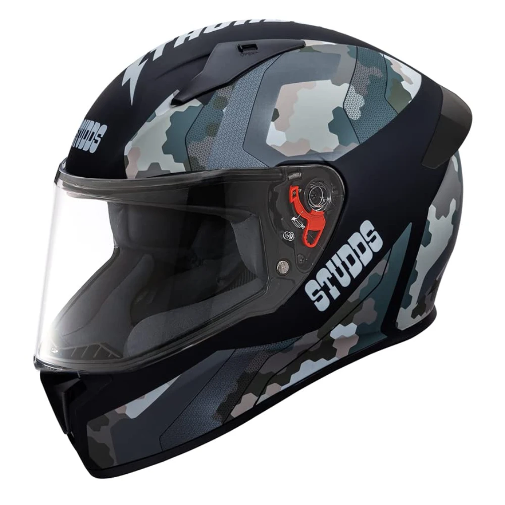 Studds Full Face Helmet Thunder D5 with Clear Visor (Matt Black N4, XL)