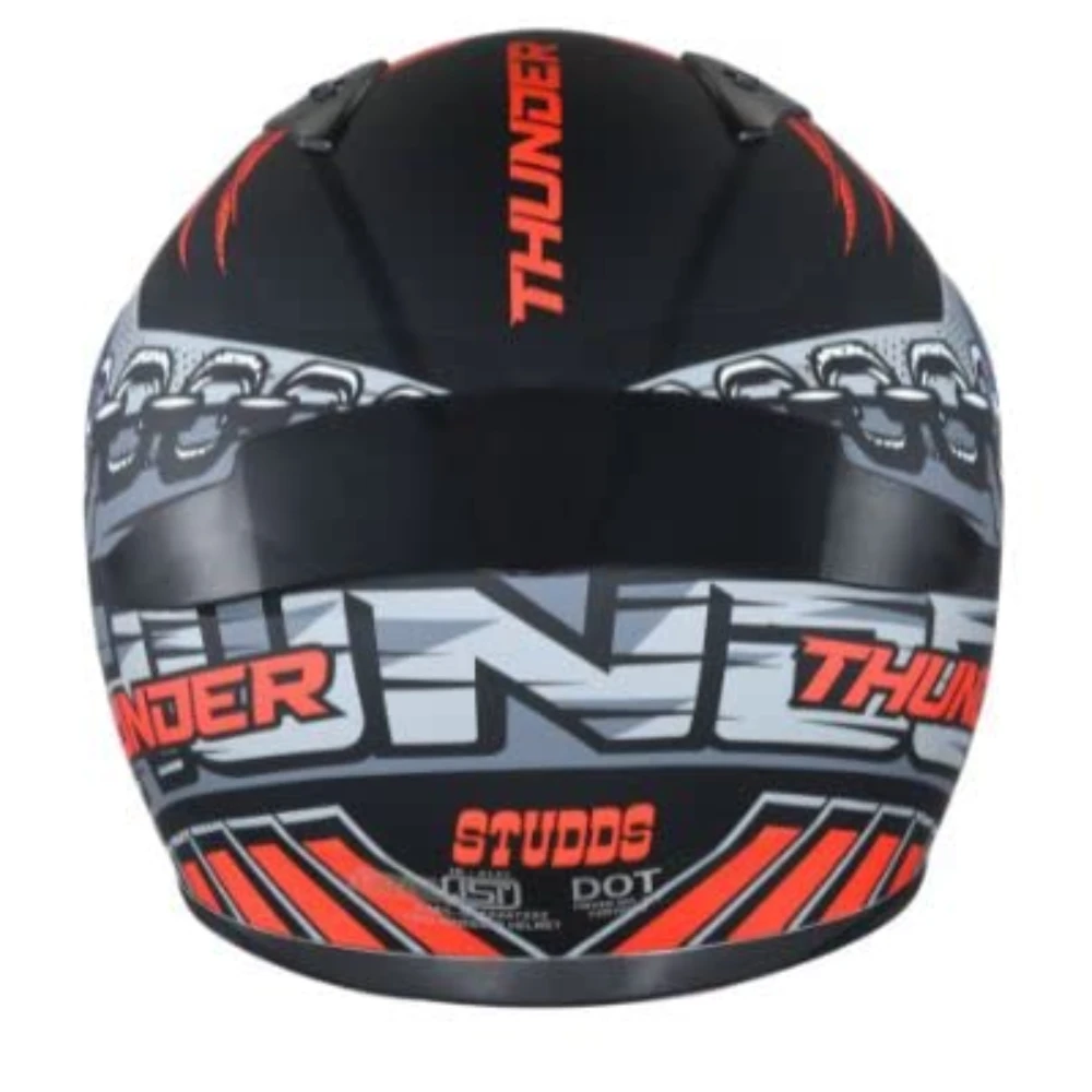 Studds Thunder D5 ISI and DOT Certified Full Face Graphic Helmet for Men and Women with Clear Visor (Matt Black N2, L)