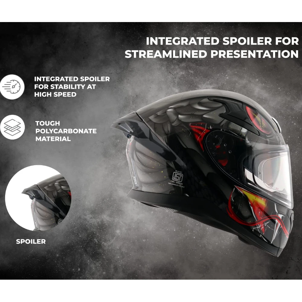 Axor Apex Venomous ISI ECE DOT Certified Full Face Dual Visor Helmet for Men and Women with Pinlock Fitted Outer Clear Visor and Inner Smoke Sun Visor Black Grey(XL)