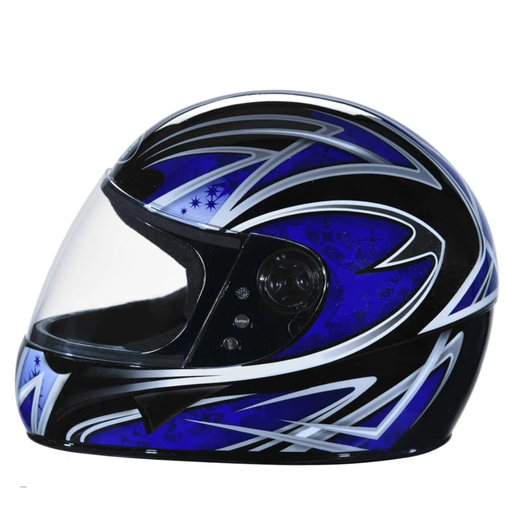 Studds JADE D2 Full Face Helmet (Matt Black and Blue, M)