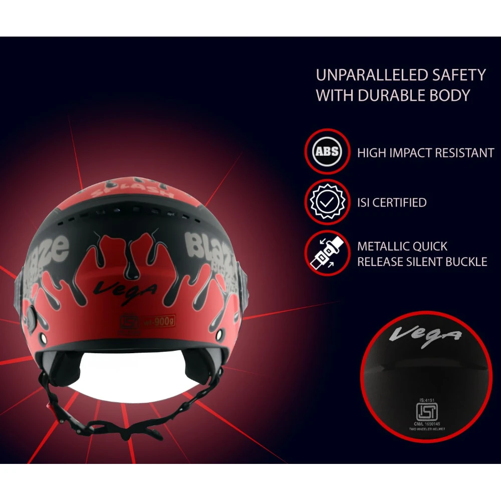 Vega Blaze Dx Bz2 Full Face Motorcycling Helmet Dull Black Red-M