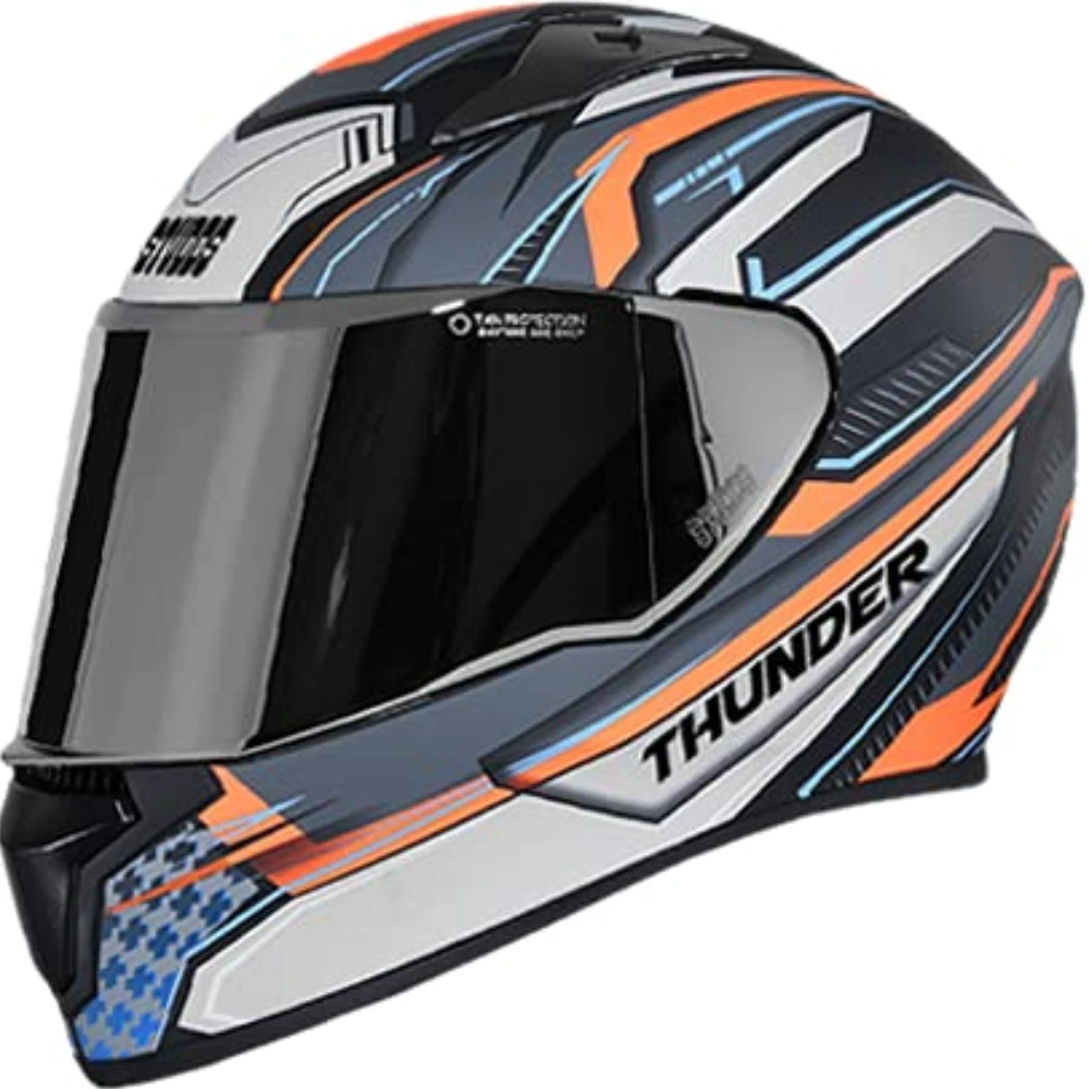 Studds Thunder D8 Matt Black N4 Grey With Mirror Visor (600MM) XL