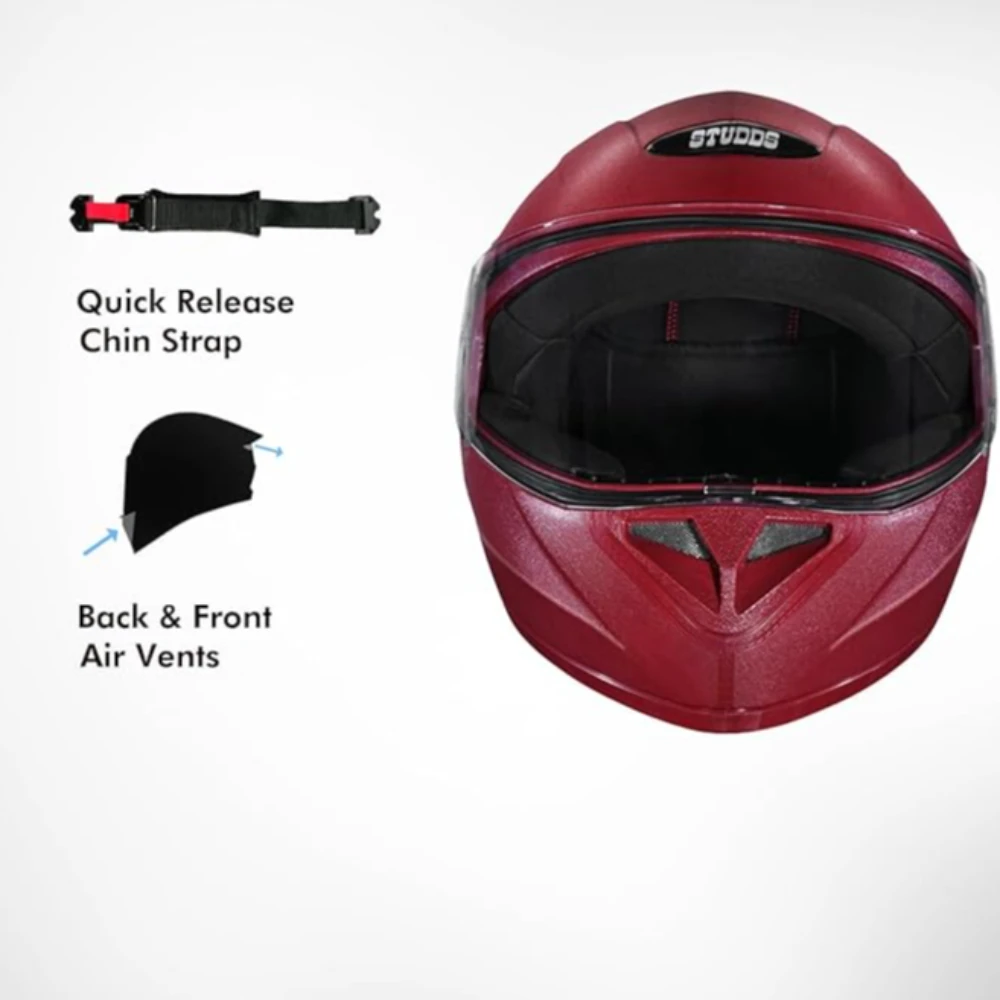 STUDDS Crest Eco ISI Certified Full Face Helmet for Men and Women with Clear Visor